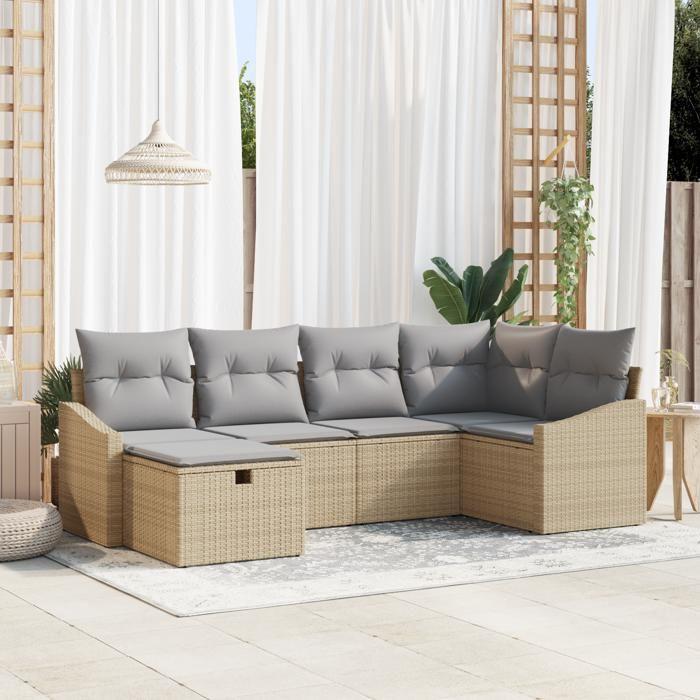 VidaXL Ensemble de canapé de jardin 6 pièces avec coussins beige en poly rattan 3359279