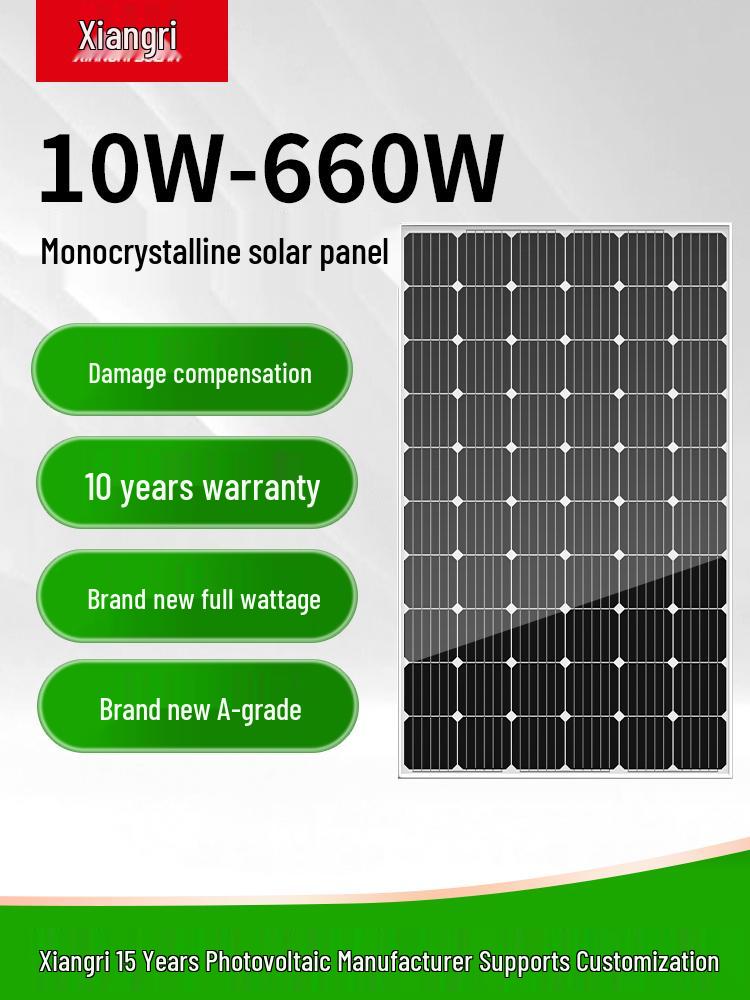Monocrystalline Solar Panel Power System for Home & RV, 12V/24V with Lithium Battery Charging