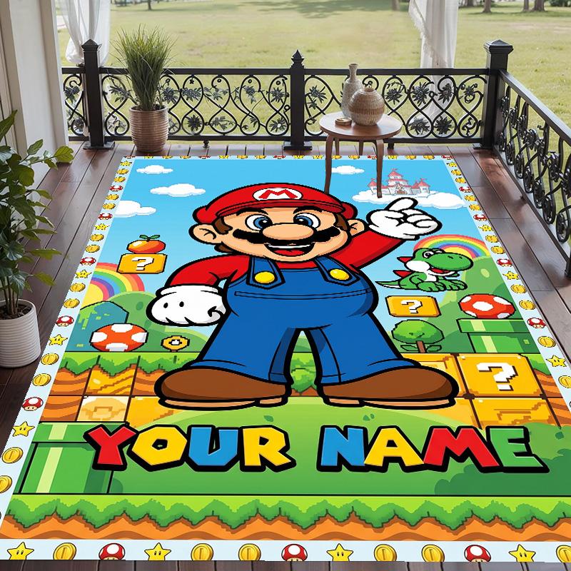 Custom Text Super Mario Pattern Floor Rug Soft Indoor Carpet Mat Living Room Bedroom