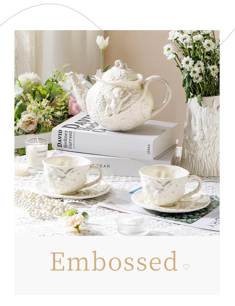 European Afternoon Tea Set: Personalized Embossed Coffee Cup & Kettle In Creative English Court Style.