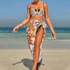 2025 Trendy Printed Three-Piece Bikini Set: Women's Swimwear for Beach or Vacation