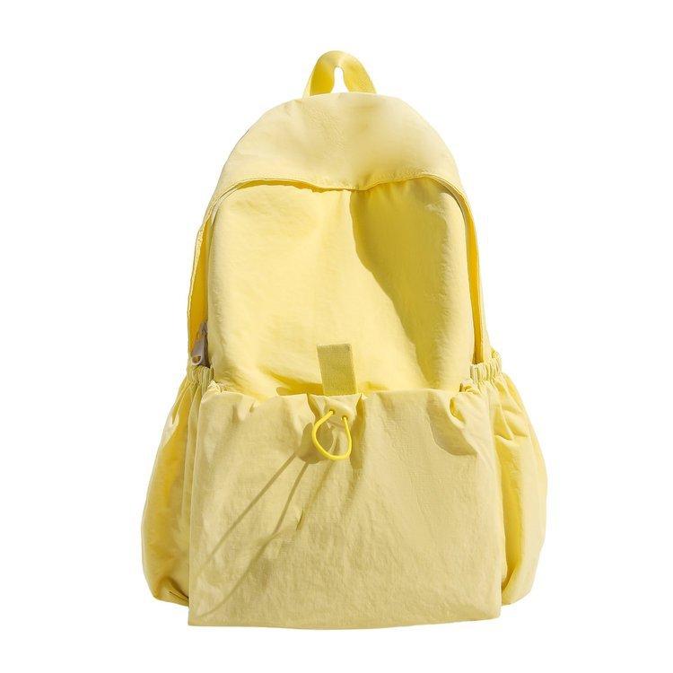 Schoolbag Japanese Solid Color Pleated Nylon Backpack Women's Large Capacity Lightweight Leisure Travel Backpack Women's College Student Computer Bag