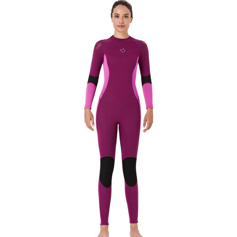 3MM Diving Suit Men's One-piece Long-sleeved Thick Warm Mercerized Velvet Women's Sunscreen Jellyfish Surfing