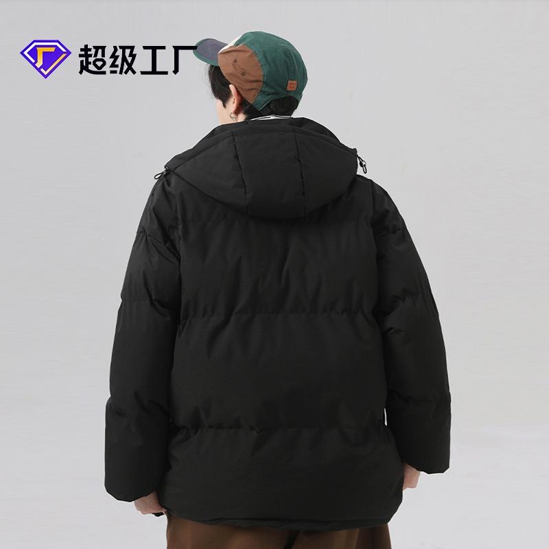Padded clothes for men and women in winter loose hooded padded jacket thickened couple solid color padded clothes