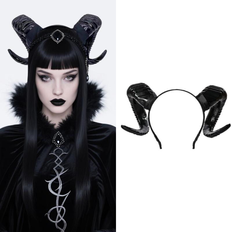 Devil Sheep Horn Headdress Role Playing Girl Boy Gothic Ox Horn Antelope Hairband Halloween Party Costume Decorative Headwear