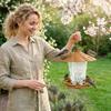 Hanging Wild Bird Feeder, Large Capacity Retractable Outdoor Bird Feeding Station With  Roof