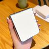Solid Color Lychee Texture Phone Case For Samsung Galaxy Z Flip7 FE Flip 7 6 5 Electroplating Silver Plating PC Protective Cover