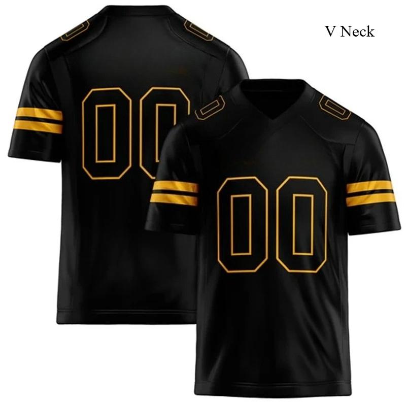 Rugby T-shirt Personalized V Neck Black Mens Sports T Shirt Loose Quick Dry Team Uniforms