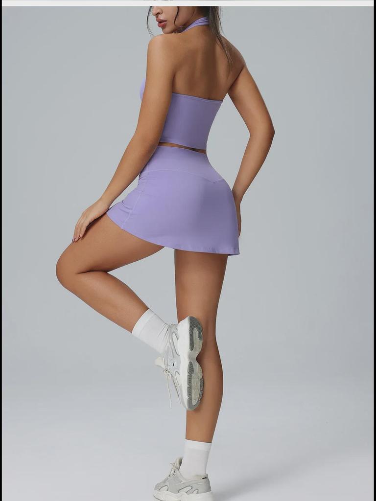 Cross-Border sportkleding voor dames: Tennisrok en yogapak met zakken – tweedelig voor hardlopen, buitenactiviteiten en fitness