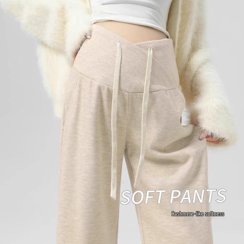 

Maternity Drawstring Wide-Leg Pants – Spring/Autumn Style, Winter Warmth, Postpartum Loose Fit M абрикосовый