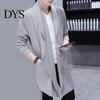 Men Cloak Trench Windbreaker Large Neckline Solid Color Cardigan Slim Mid-length Draping Overcoat Outwear Streetwear