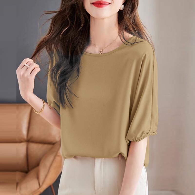 

ZANZEA Женская повседневная блузка с круглым вырезом и коротким рукавом 5XL