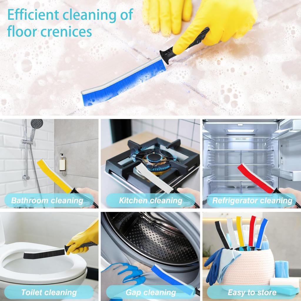 Crevice Cleaning Brush, 6Pcs Hard Bristle Multifunctional Gap Cleaning Brush Tool, Bathroom Gap Brush for Deep Cleaning Kitchen,Grout, Sink, Corners,