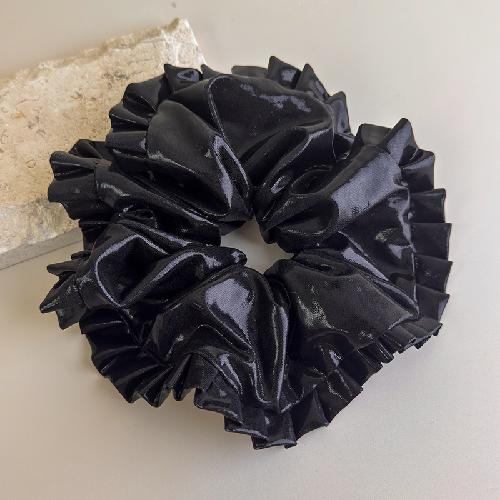 

Black Sliver Metal Hair Scrunchies Korean Fashion Simple Elastic Ruffle Rubber Bands Women Girls Hair Ropes Styling Accessories