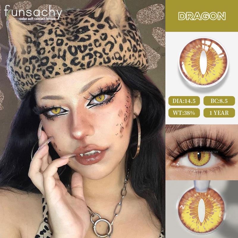 FUNSACHY Cosplay Vampire Red Contact Lenses Anime Cosplay Halloween Lenses Cosmetic Colorful Multicontacts White Black Softlens