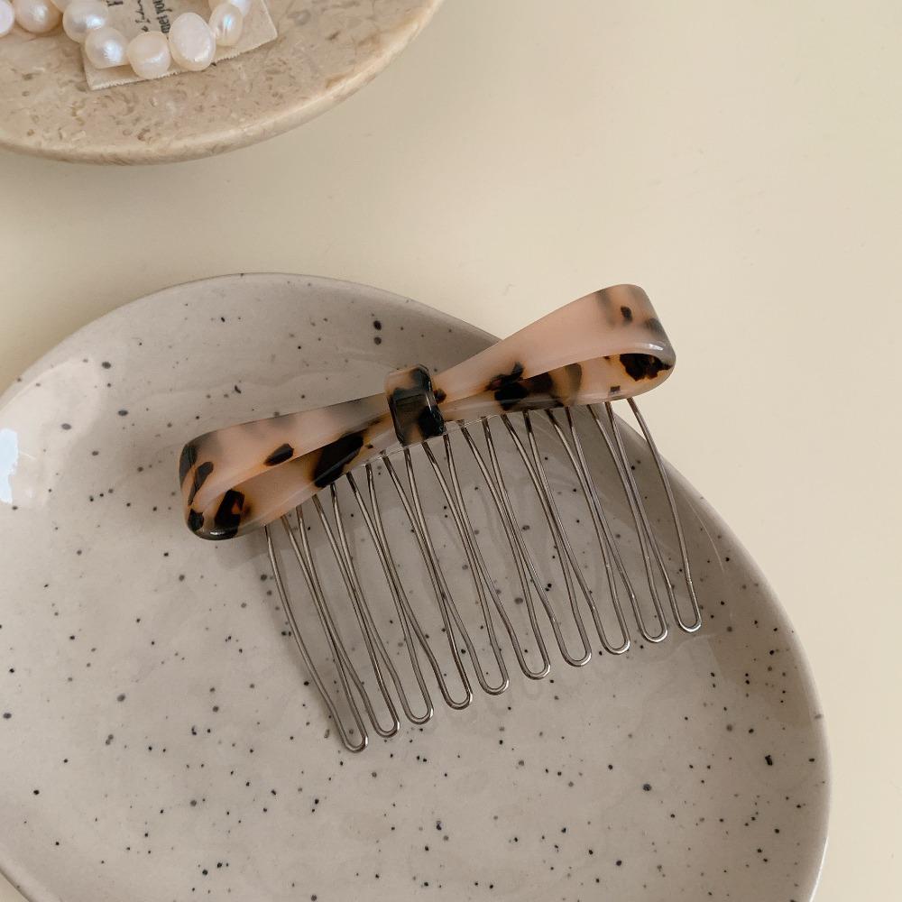 Fixed Combs Bowknot Hairpin Teeth Side Clip Vintage Acetic Acid Bow Hair Comb  Girl