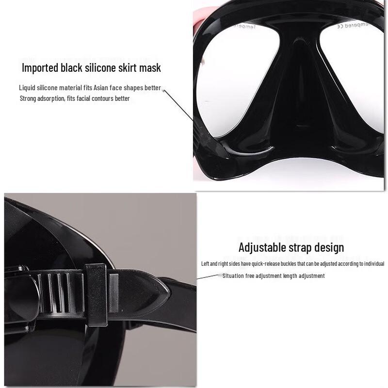 Adult Wide-View Liquid Silicone Diving & Snorkel Mask