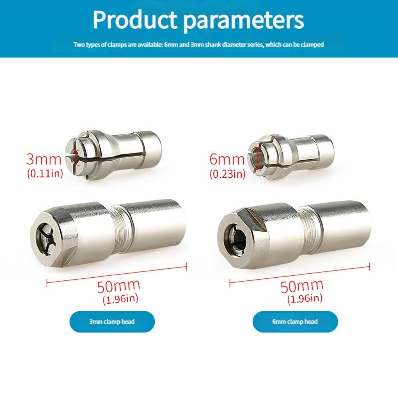 100 Type Angle Grinder To Rotary Tool Converters With 3mm And 6mm Collets High Carbon Steel Chuck Collets Adapter