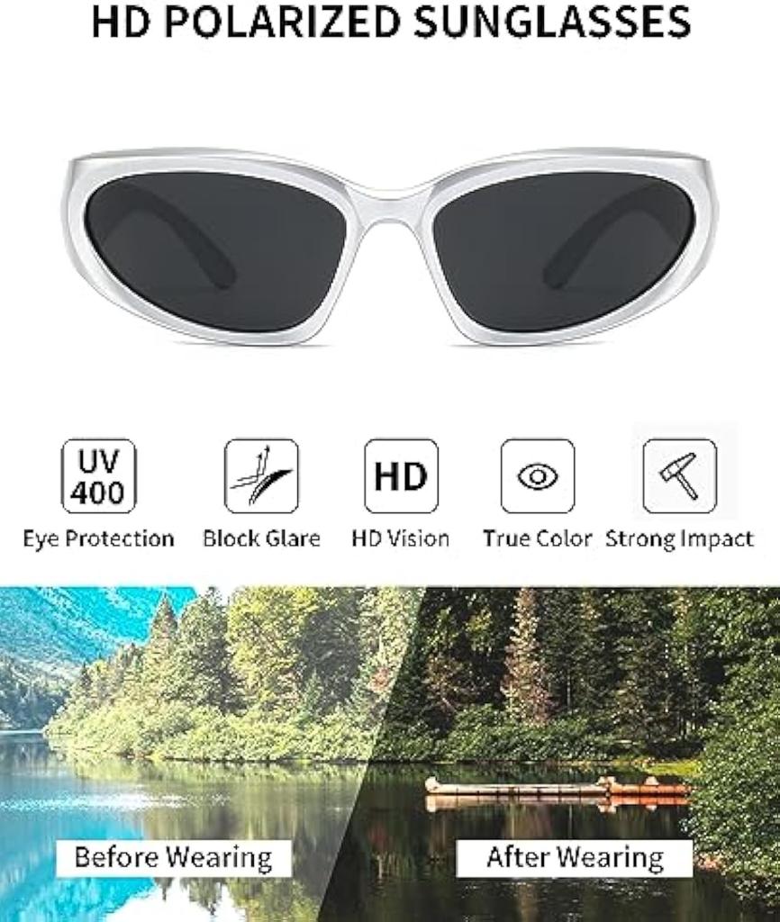 Okulary przeciwsłoneczne Y2K Punk Polarized Wrap Around Męskie Damskie Modne Sportowe Okulary Przeciwsłoneczne