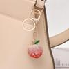 Peach Keychain Full Diamond Gradient Sparkling Crystal Alloy Fruit Key Ring with Lobster Clasp for Keys Bags Car Backpack Pendant Charm Gift
