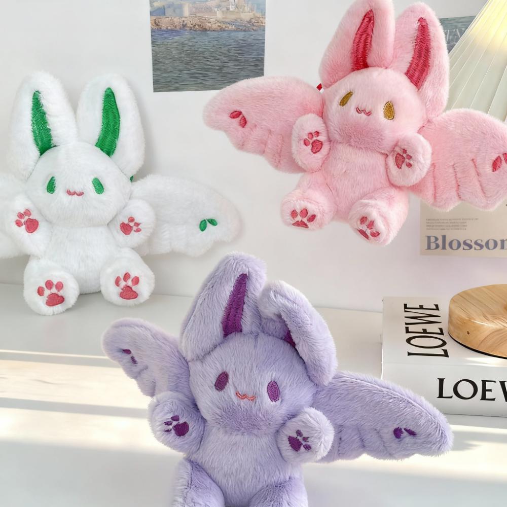 Flying Bat Rabbit Plush Toy Purple Pink White Backpack Charm For Boys Girls Kid Desk Adorable Unique Stuffed Animal Gift Present