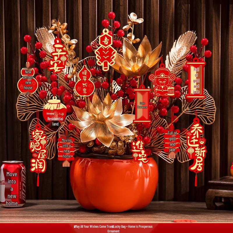 Housewarming Fortune Fruit Bucket Ornament Set - New Home Ceremony Essentials Complete