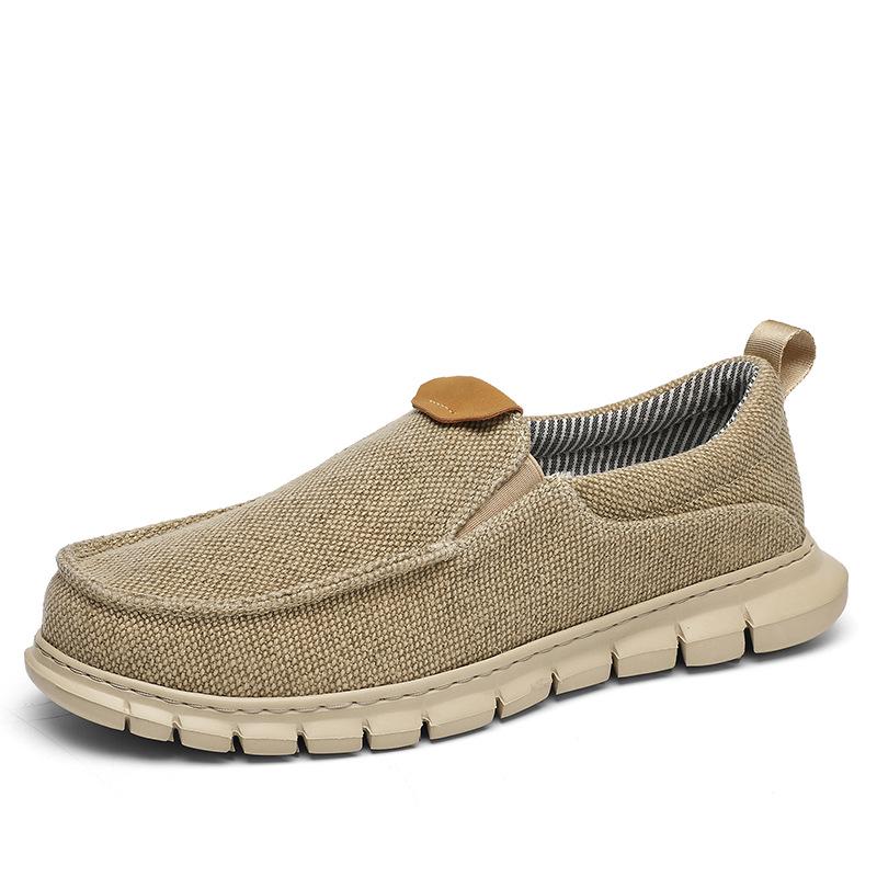Men s Plus Size 47 Breathable Canvas Loafers: Lightweight Outdoor Casual Slip-on Shoes 39 хаки