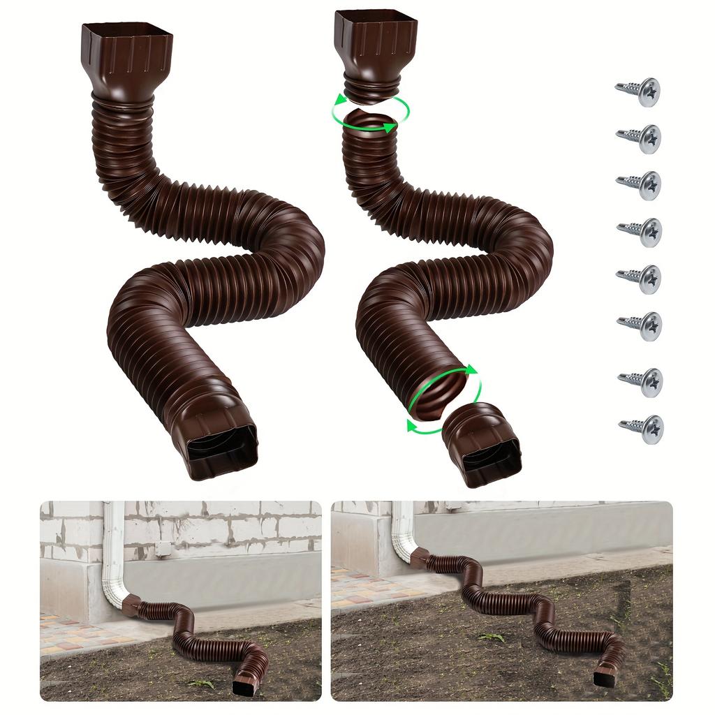 1pc Upgrade Downspout Extender,ABS+PE Folding Telescopic Rainwater Drainage Pipe Connector,Flexible Rain Drain
