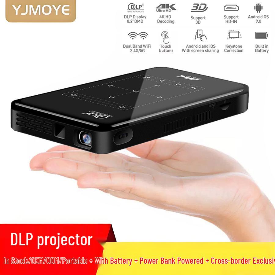 Portable 3D Mini Home 4K DLP Projector P09 with Battery—Second Generation