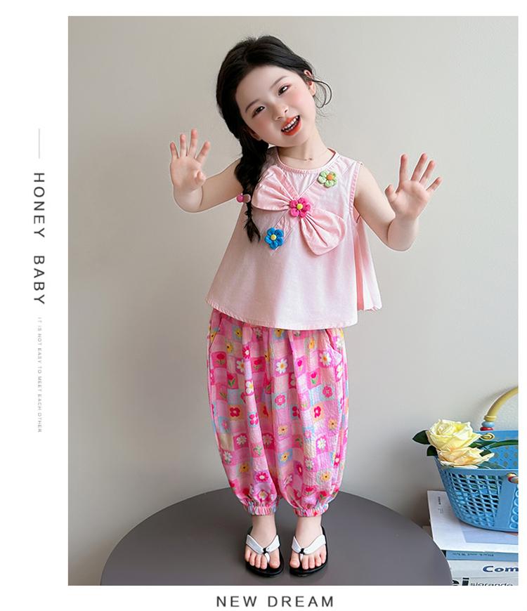 Girls' Sweet Set Summer 2026 New Baby Style Flower Sleeveless Summer Dress Children's Thin Two Piece Set