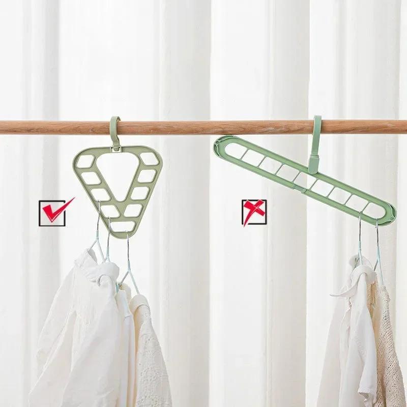 1pc Triangle Nine Hole Clothes Hanger with Rotatable Clothing Storage Rack, Suitable for Wardrobes and Organizing Rooms