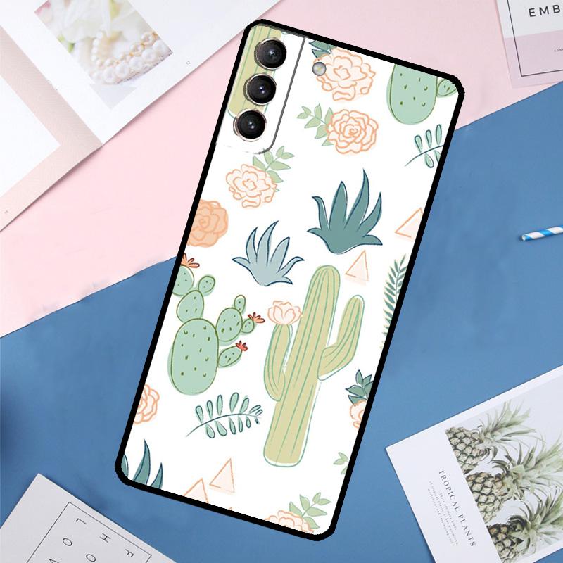 Cactus Pattern Case For Samsung Galaxy S25 Ultra S24 S23 S22 S21 Ultra S9 S10 Plus S23 FE S25 FE Back Cover