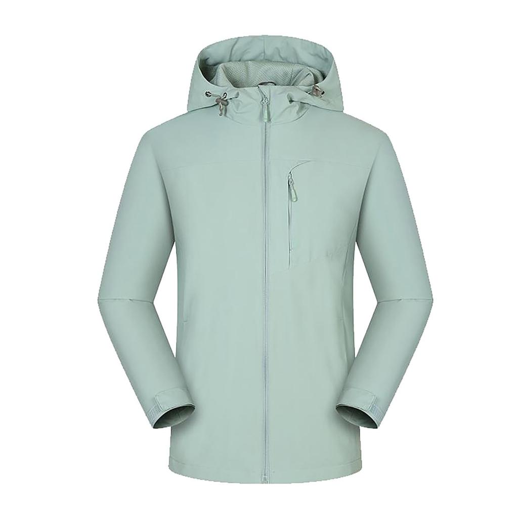 Women Solid Stripe Rain Jacket Outdoor Plus Waterproof Hooded Raincoat Windproof