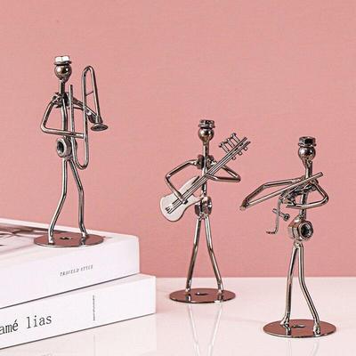 Statue eines Musikers aus Metall mit Gitarrenspieler, Musikinstrument, kleine Eisenkunst, Sammlerfigur, für Zuhause, Café, Büro, Bücherregal, Dekoration