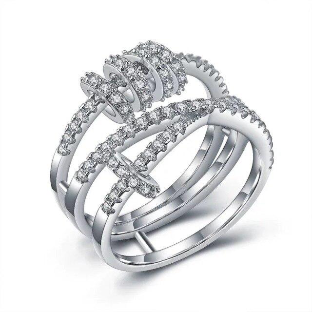 

Rakol Korea Vintage White Color Three Round Micro-Increase Circonia Регулируемые кольца для женщин Юбилейные украшения Rr71867 9 серебряный