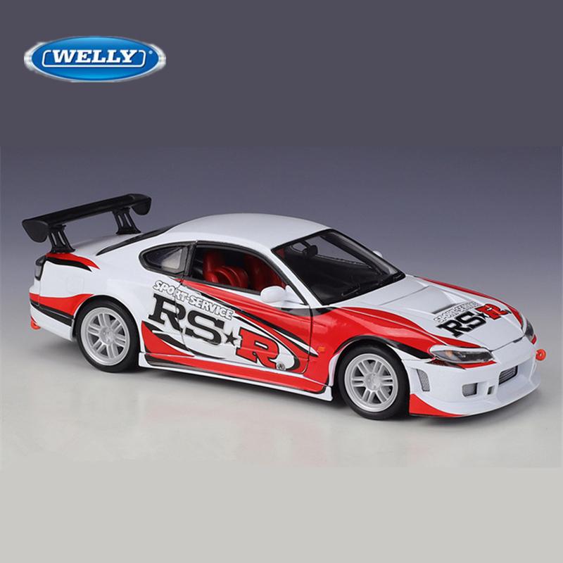 Welly 1/24 Nissan Silvia S15 RSR Alloy Sports Car Model Diecasts Metal Track Racing Car Vehicles Model Simulation Kids Toys Gift