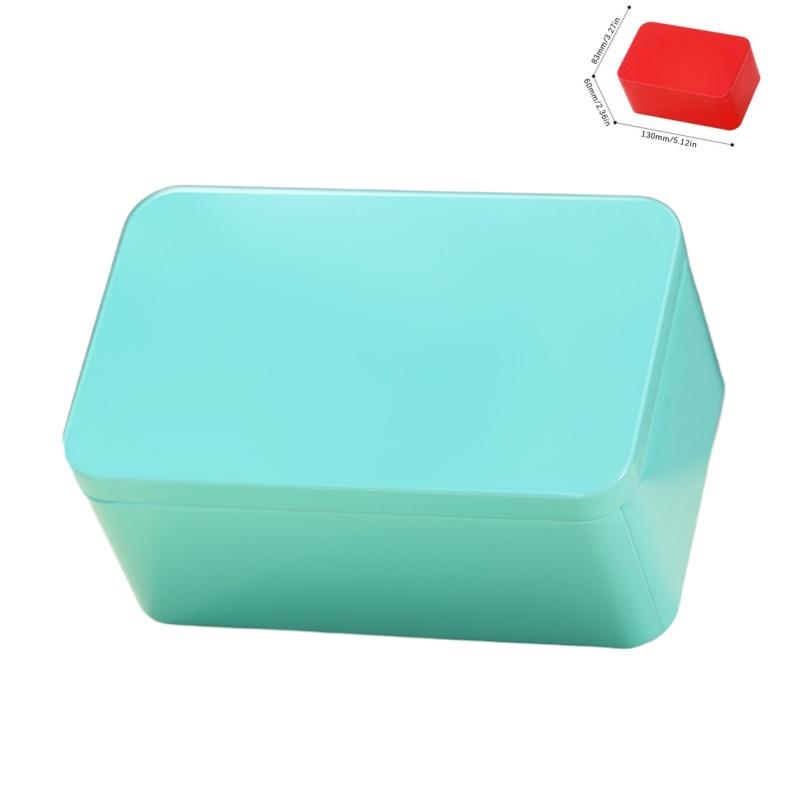 1Pcs Tin Box With Lid Soild Color Card Box Simple Tinplate Empty Cans Rectangular Case Candy Cookie Jar Container Home Storage