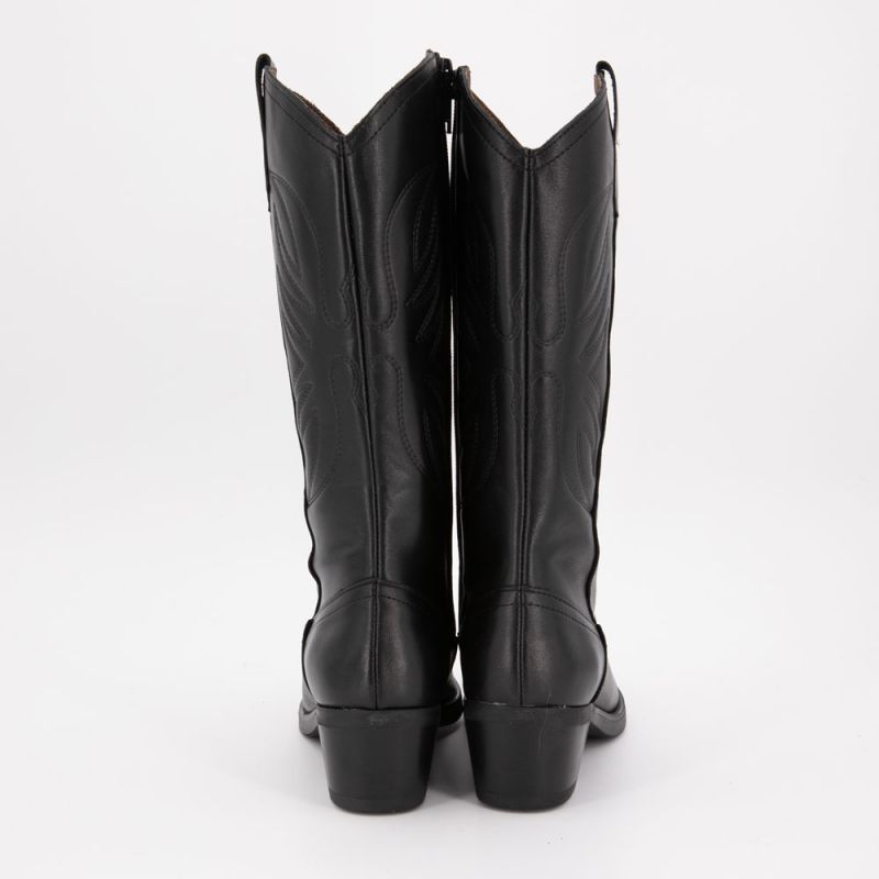 Bottes santiag noires avec motif ailes surpiquées cuir Femme PATRICIA MILLER