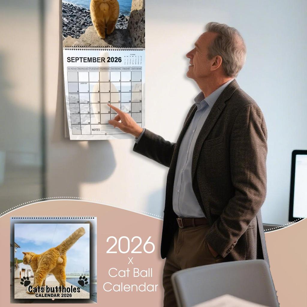 2026 Cat Calendar Funny Cats Butt Illustration Hilarious Gag Gift 12 Monthly Agenda Planner Organizer Office