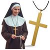 Krzyż Na Szyję Strój Zakonnica Ksiądz Mnich Naszyjnik Halloween Złoty 21 Cm