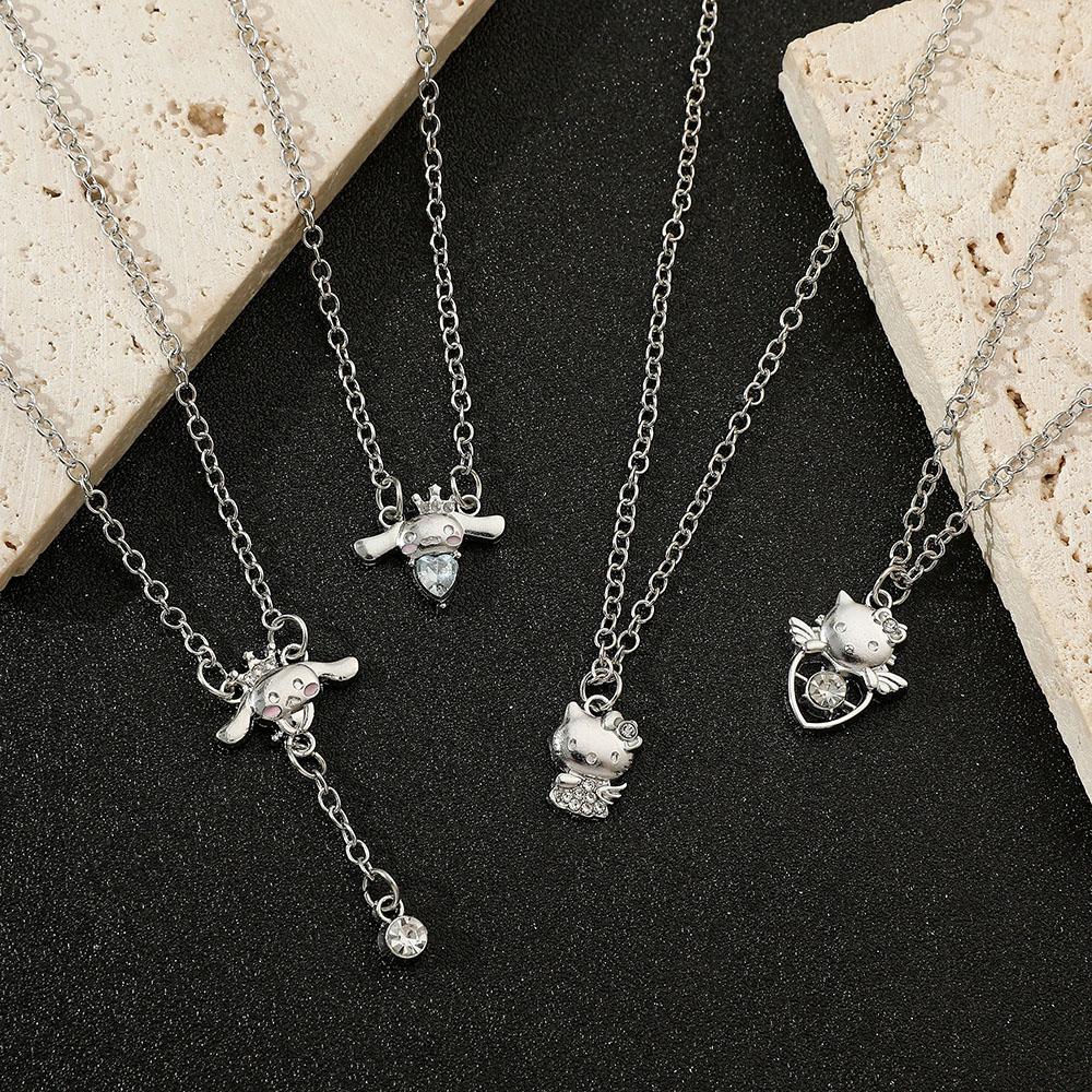 Kawaii Sanrio Series Necklace Cute Cartoon Cinnamoroll Hello Kitty Necklace for Girls Birthday Party Jewelry Accessories Gifts