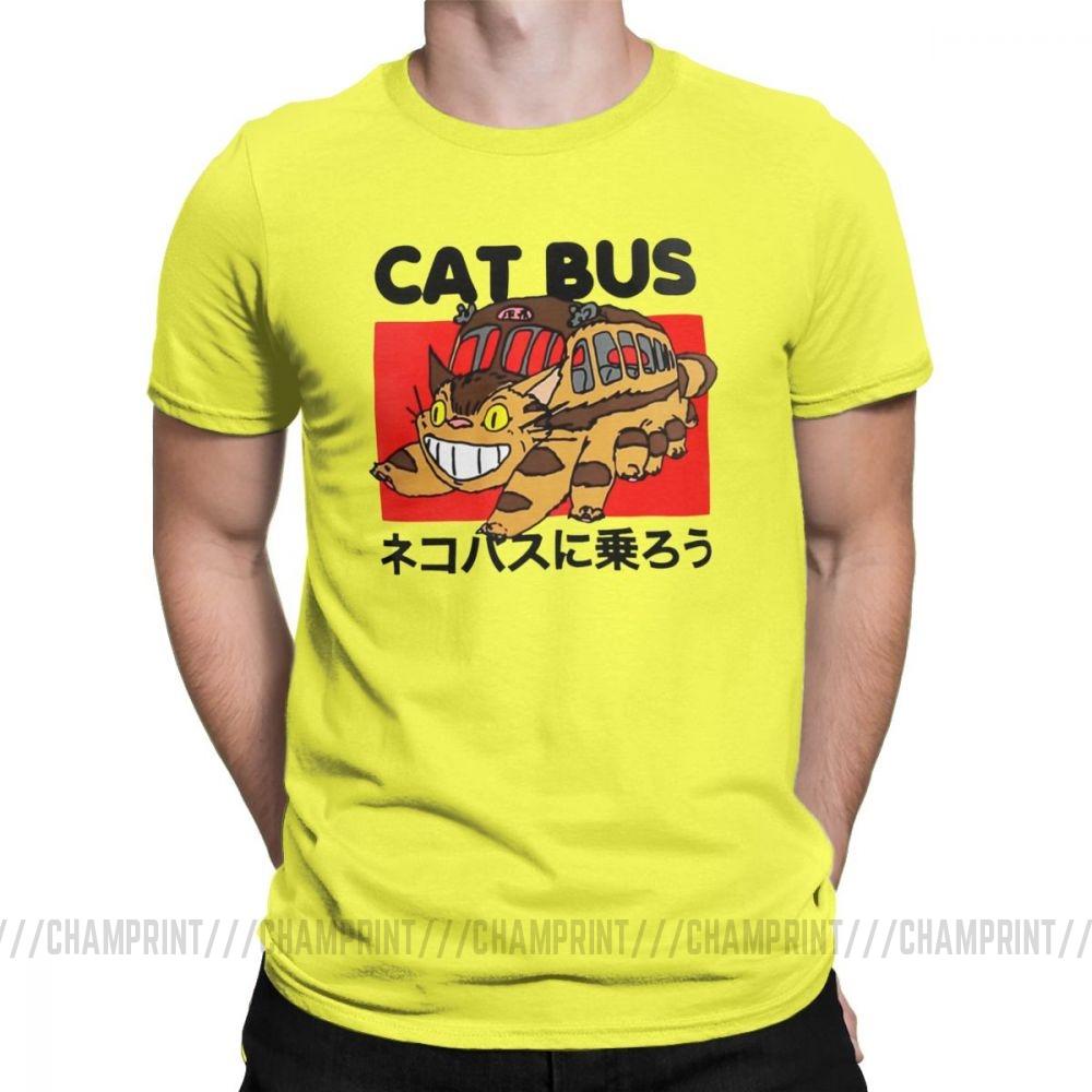 Men S T Shirt Cat Bus Funny Cotton Tee Shirt Short Sleeve My Neighbor Totoro T