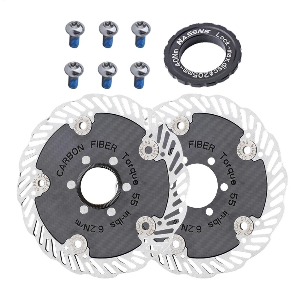 140mm/160mm Bike Carbon Fiber Disc Brake Rotor Six-Bol/ Center Lock Cycling Brake Rotor Mountain Road Bicycle Floating Brake Pad