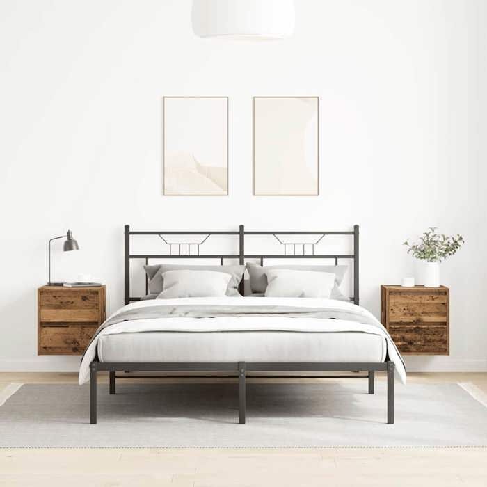 VidaXL Tables de chevet murales 2 pcs vieux bois 38x34x40 cm, table de chevet, armoire de lit, table d'appoint de chambre, 861262