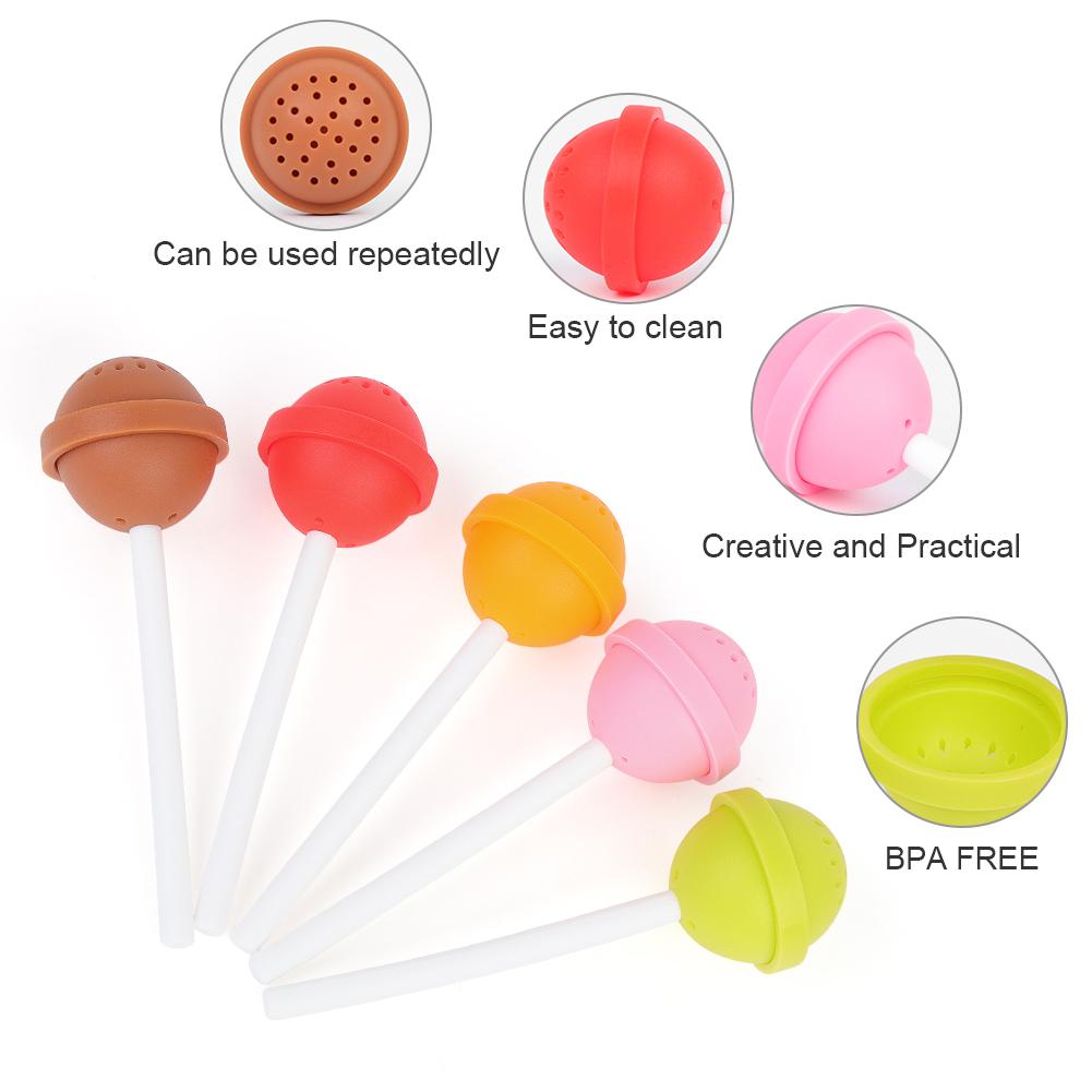 Silicone Tea Infuser Food Grade Lollipop Shape Design Tea Filter Funny Tea Strainer