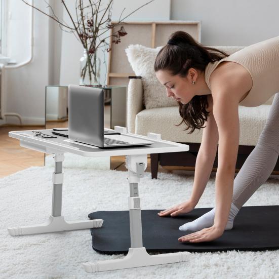 Laptop Lap Desk, Laptop Bed Tray Table, Adjustable Lap Desk with Light Fan, Folding Laptop Desk for Bed with USB, Bed Desk with Storage Drawer