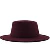 White autumn and winter new wool top hat solid color flat top gentleman's hat versatile jazz hat casual woolen hat felt hat