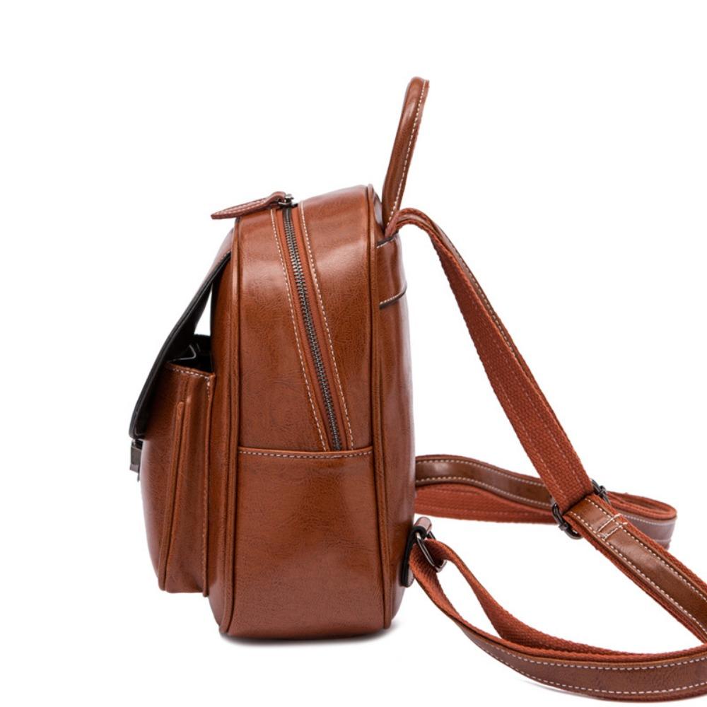 Bag Women's Leather Women's Bag Oil Wax Leather Vintage College Women's Backpack Backpack Trendy Women's Bag