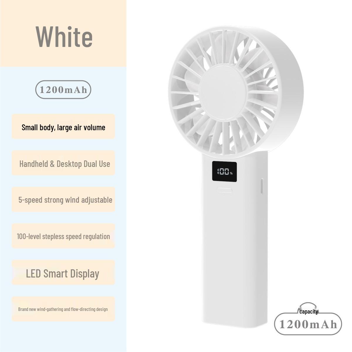 2026 Portable High Wind USB Rechargeable Desktop and Handheld Mini Fan 7.5*17*3.4cm