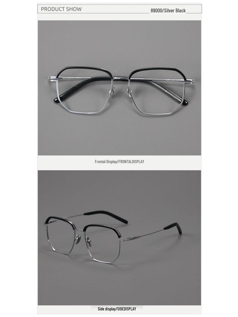 Danyang Two-Tone IP Plated Browline Glasses: Men's Pure Titanium High-Power Myopia Eyeglasses with Thick Rim and Acetate Frame.